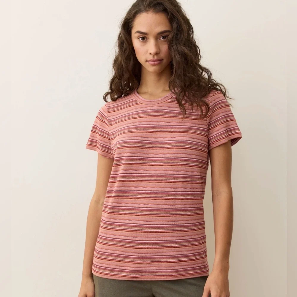 Marine Layer Women’s Classic Crew Aragon Multi Stripe Tee Shirt Size Medium NWT - Picture 8 of 9